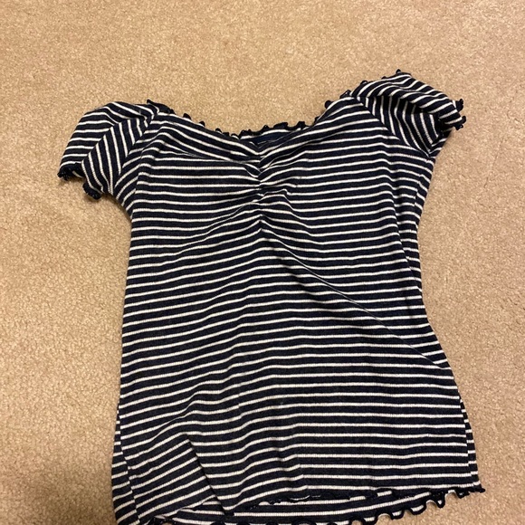 STRIPED OFF THE SHOULDER TEE - Picture 2 of 3